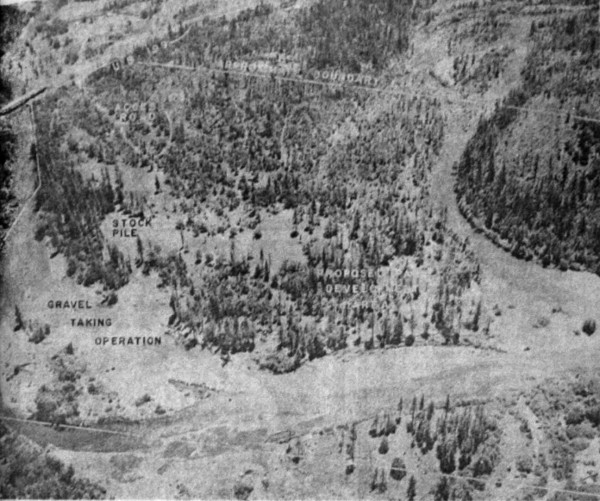 1960 aerial photo showing the proposed Illinois River Forks State Park, Cave Junction, Oregon