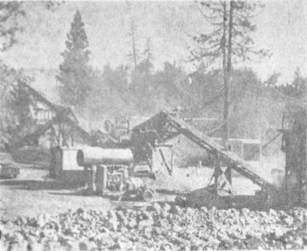 Newspaper photo showing gravel processor at Illinois River Forks State Park in 1957. Cave Junction, Oregon