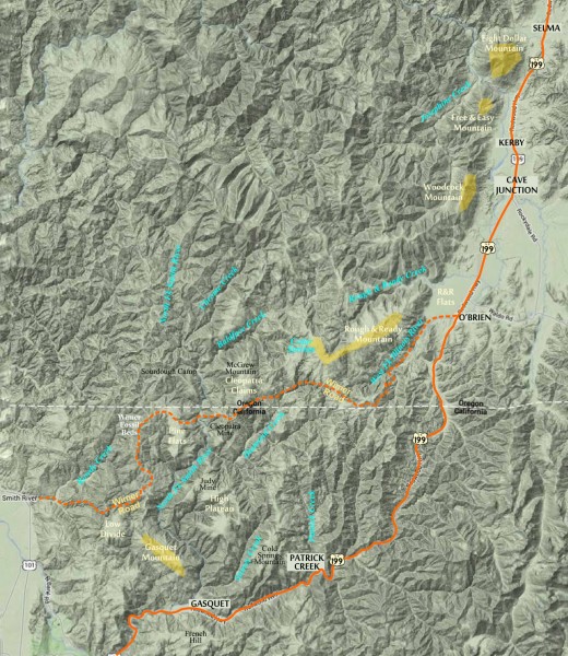 Map showing the locations of nickel laterite ore in the region near Cave Junction, southwest Oregon